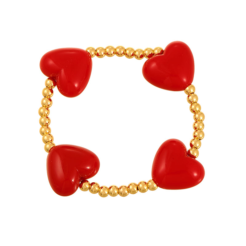 Red 1 Copper Heart Braided Bracelet