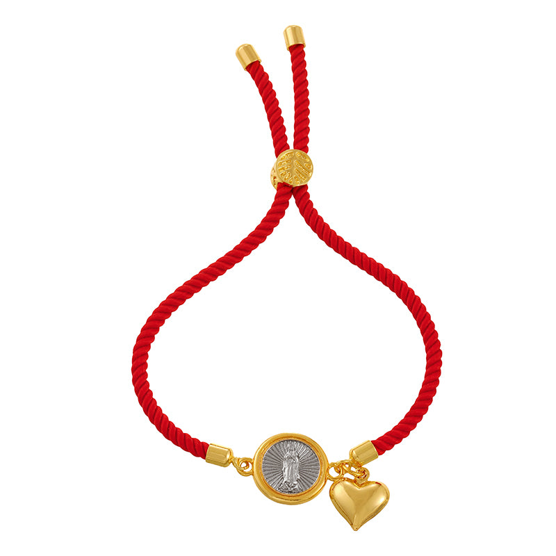 Red 1 Double-sided Round Human Figure Heart Braided Bracelet