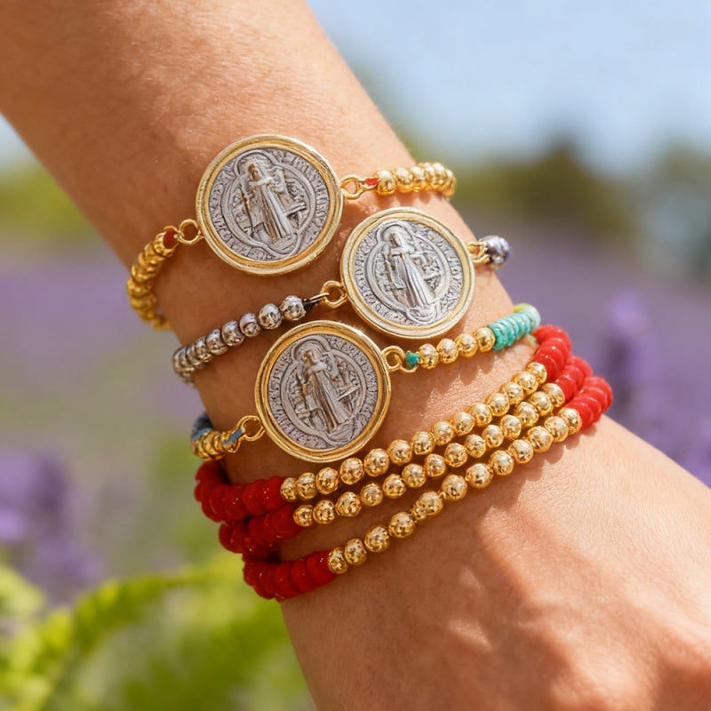 Red 1 Multi-layered Beaded Braided Bracelet