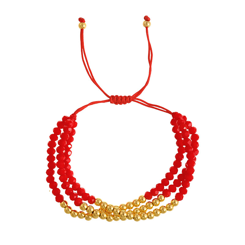 Red 1 Multi-layered Beaded Braided Bracelet