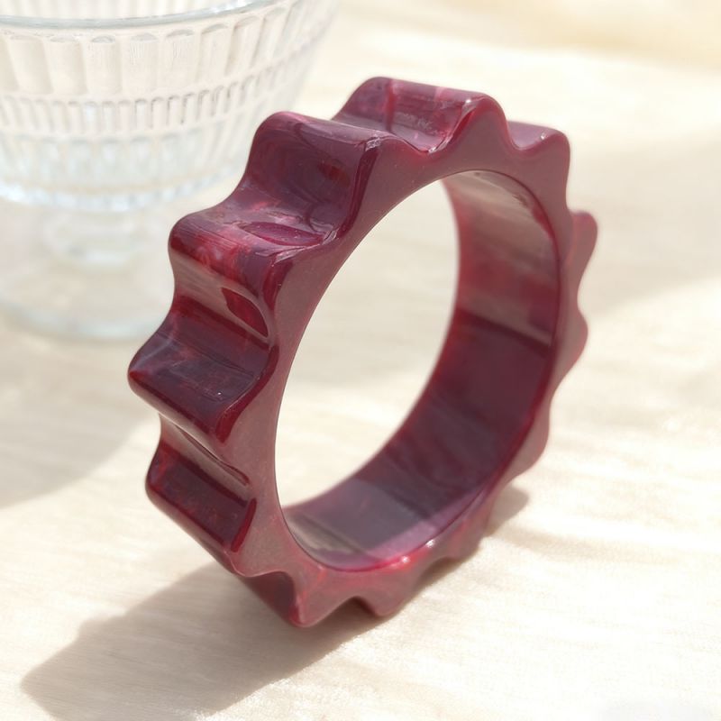 Red Irregular Acrylic Gear Bracelet