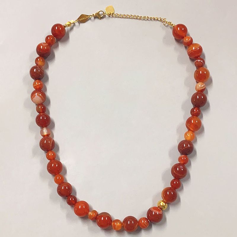 Red Necklace 42+5cm Stainless Steel Beaded Necklace