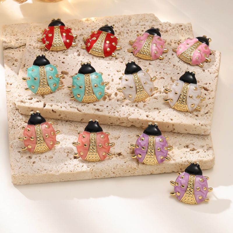 Red Stainless Steel Drip Beetle Earrings