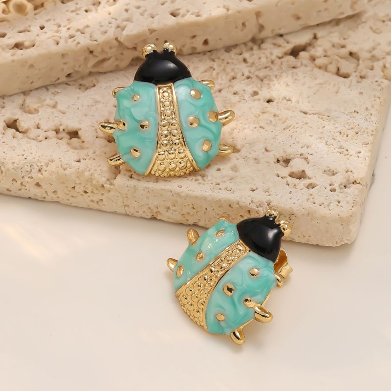 Red Stainless Steel Drip Beetle Earrings