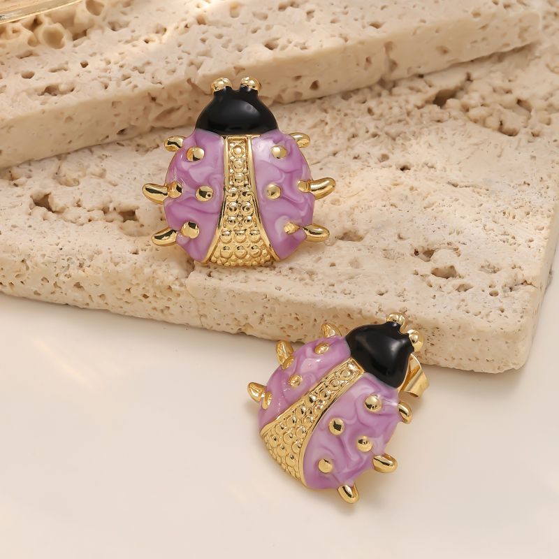 Red Stainless Steel Drip Beetle Earrings