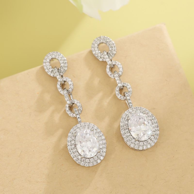 Red - Teardrop Tassels Copper And Diamond-encrusted Teardrop Earrings