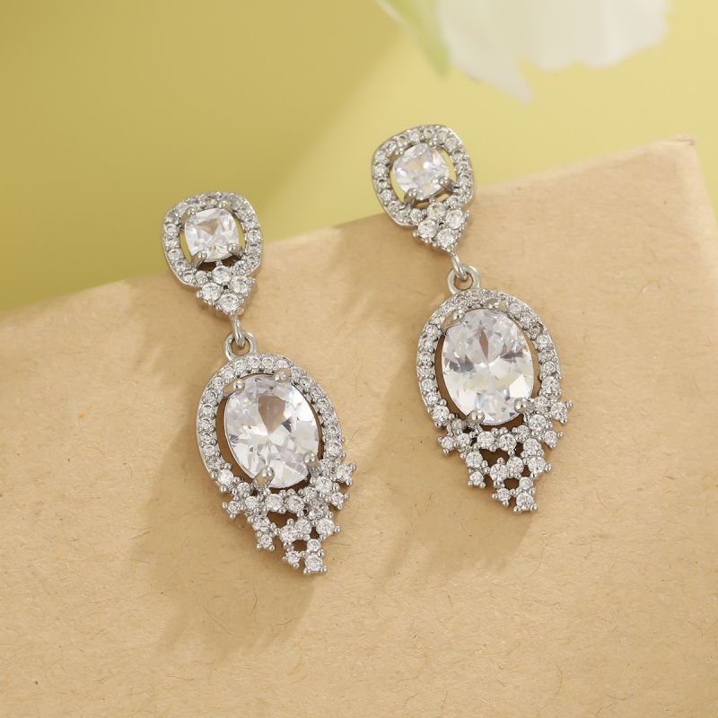 Red - Teardrop Tassels Copper And Diamond-encrusted Teardrop Earrings