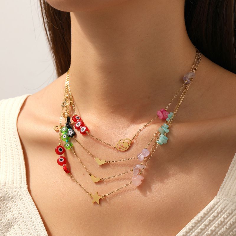 Red-eyed Star Necklace Titanium Steel Eye Star Necklace