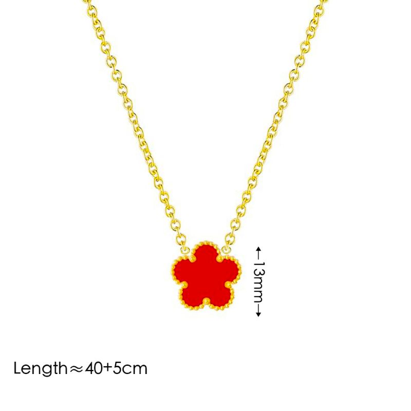Red+necklace Stainless Steel Flower Necklace