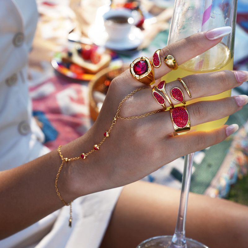 Ring #1 304 Stainless Steel Diamond-set Square Ring