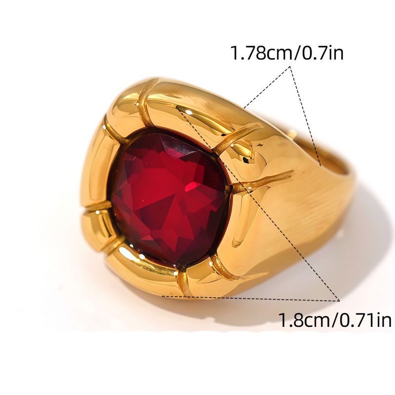 Ring #1 304 Stainless Steel Diamond-set Square Ring