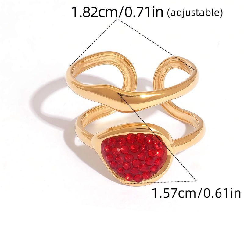 Ring #1 304 Stainless Steel Diamond-set Square Ring