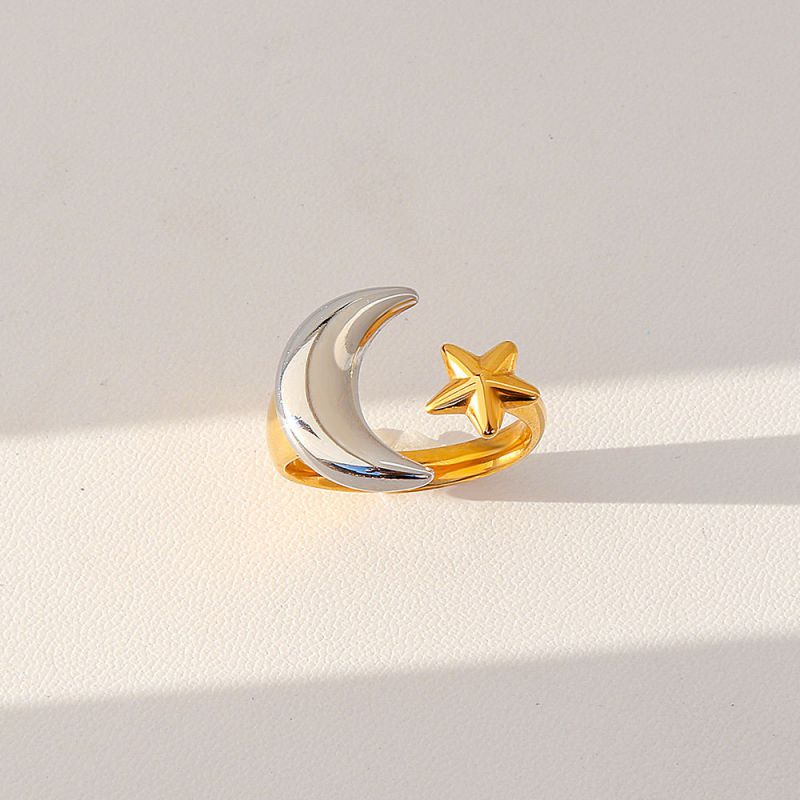 Ring 1 304 Stainless Steel Star And Moon Ring