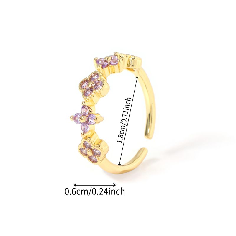 Ring #1 Copper And Diamond-set Four-leaf Clover Round Ring