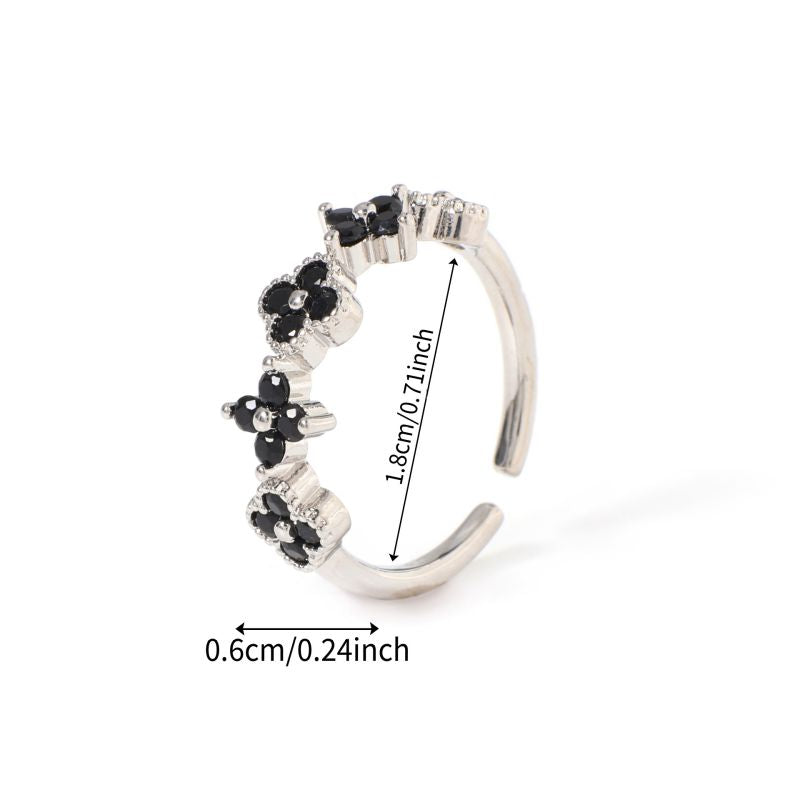 Ring #1 Copper And Diamond-set Four-leaf Clover Round Ring