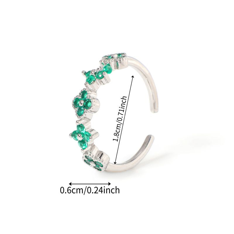 Ring #1 Copper And Diamond-set Four-leaf Clover Round Ring