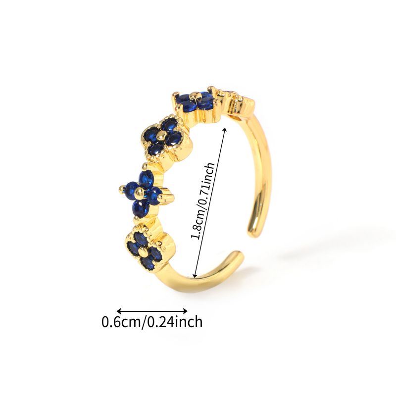 Ring #1 Copper And Diamond-set Four-leaf Clover Round Ring