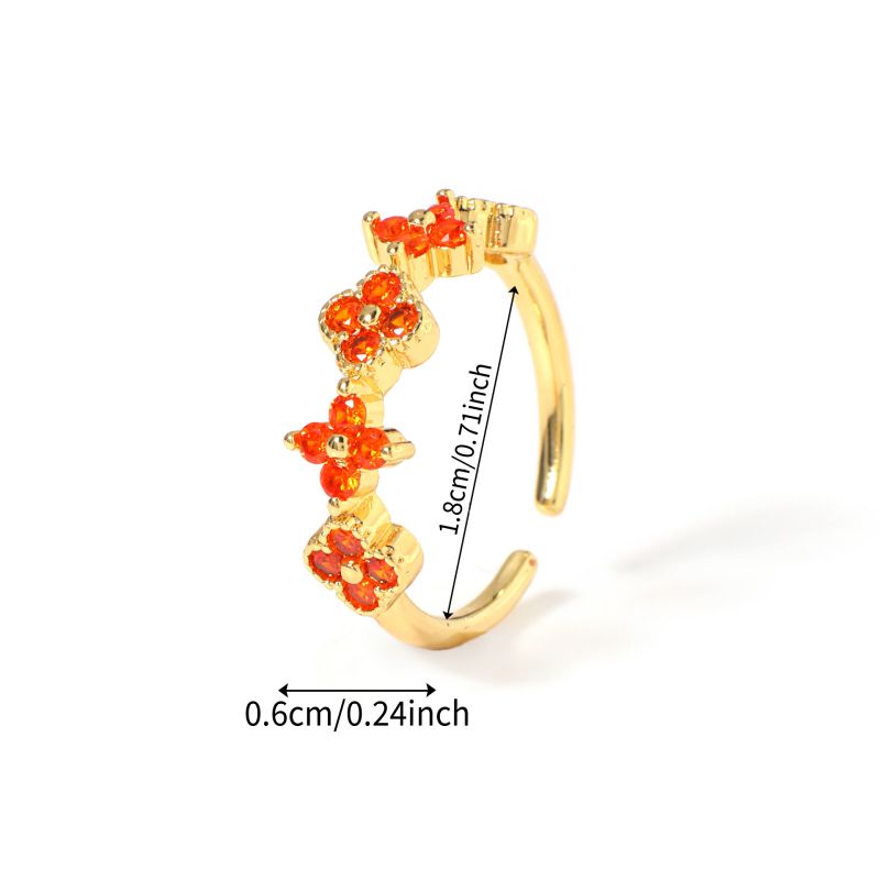 Ring #1 Copper And Diamond-set Four-leaf Clover Round Ring