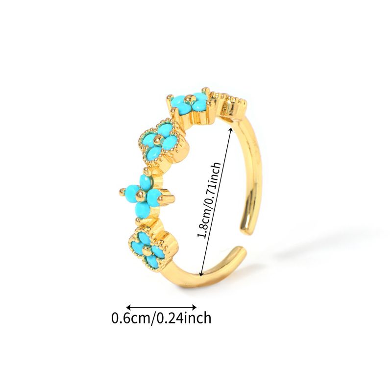 Ring #1 Copper And Diamond-set Four-leaf Clover Round Ring