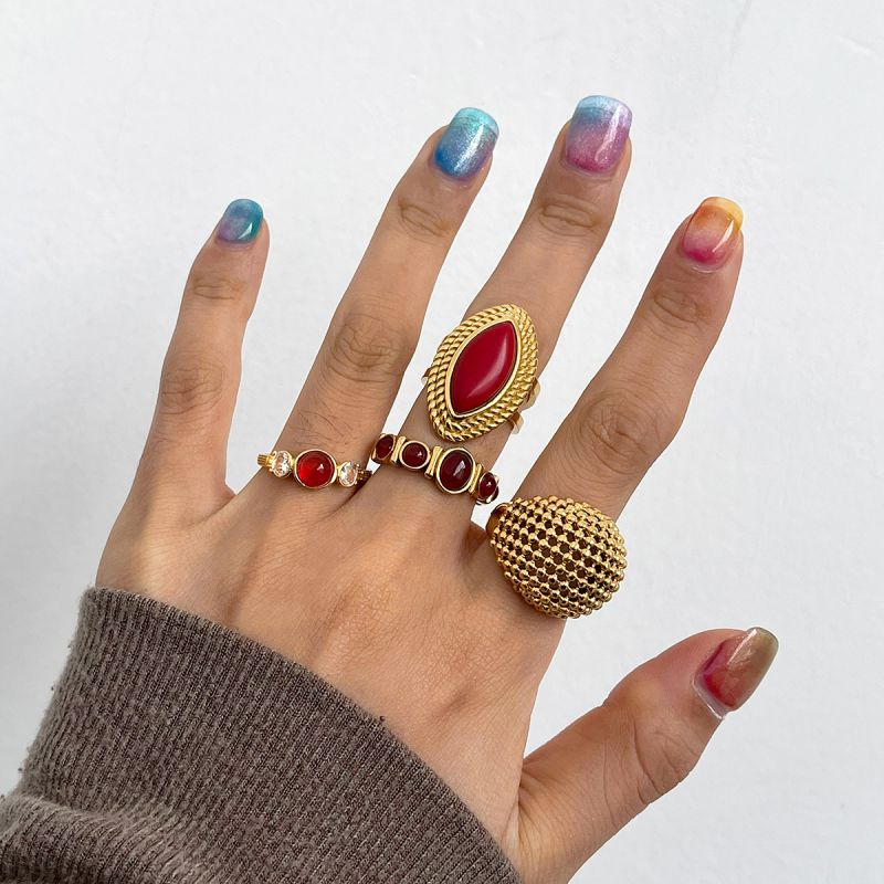 Ring #1 Stainless Steel Agate Round Ring