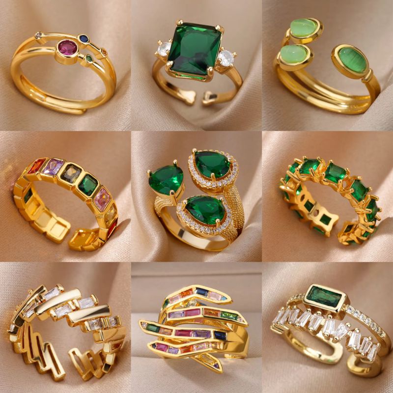 Ring 1# Stainless Steel Diamond Teardrop-shaped Square Irregular Ring