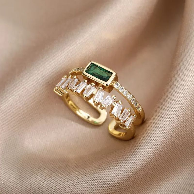 Ring 1# Stainless Steel Diamond Teardrop-shaped Square Irregular Ring