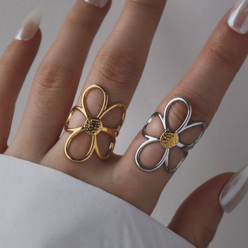 Ring 1# Stainless Steel Flower Ring