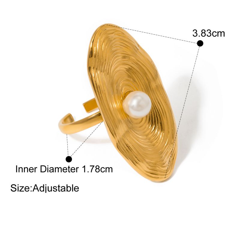 Ring 1# Stainless Steel Irregular Pearl Ring