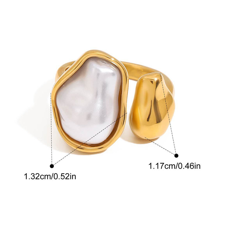 Ring 1# Stainless Steel Irregular Pearl Ring