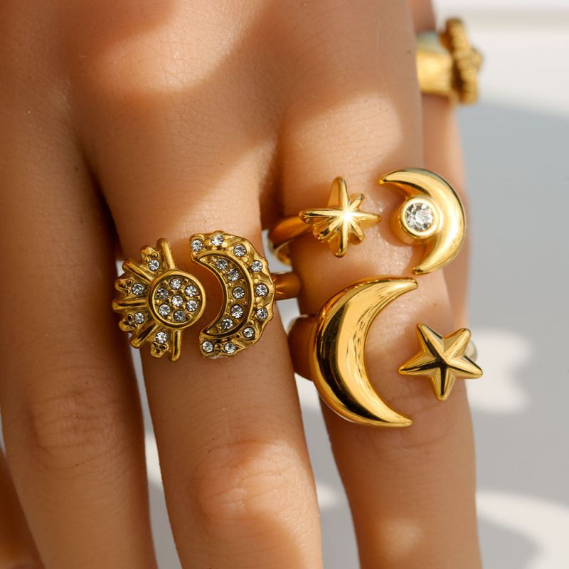 Ring #1 Stainless Steel Star And Moon Ring