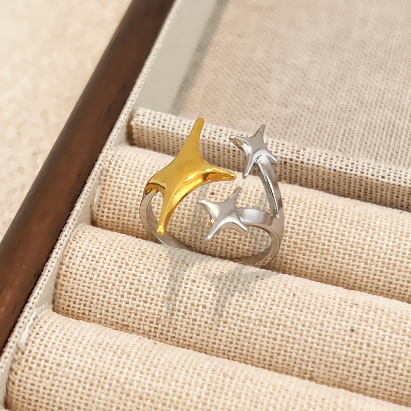 Ring #1 Stainless Steel Two-tone Irregular Shape Ring