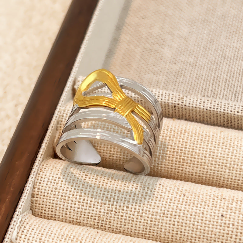 Ring #1 Stainless Steel Two-tone Irregular Shape Ring