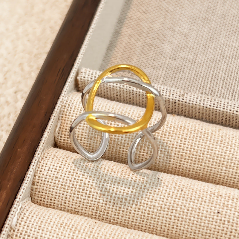 Ring #1 Stainless Steel Two-tone Irregular Shape Ring