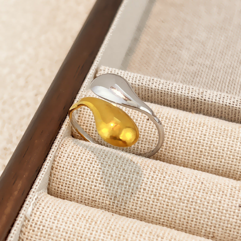 Ring #1 Stainless Steel Two-tone Irregular Shape Ring