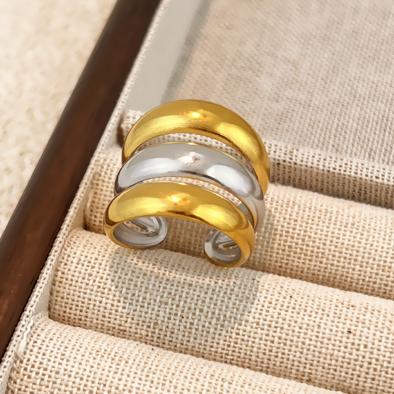 Ring #1 Stainless Steel Two-tone Irregular Shape Ring