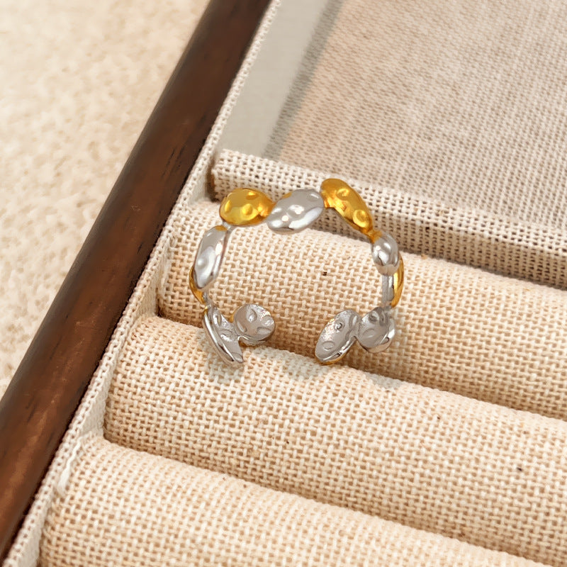 Ring #1 Stainless Steel Two-tone Irregular Shape Ring