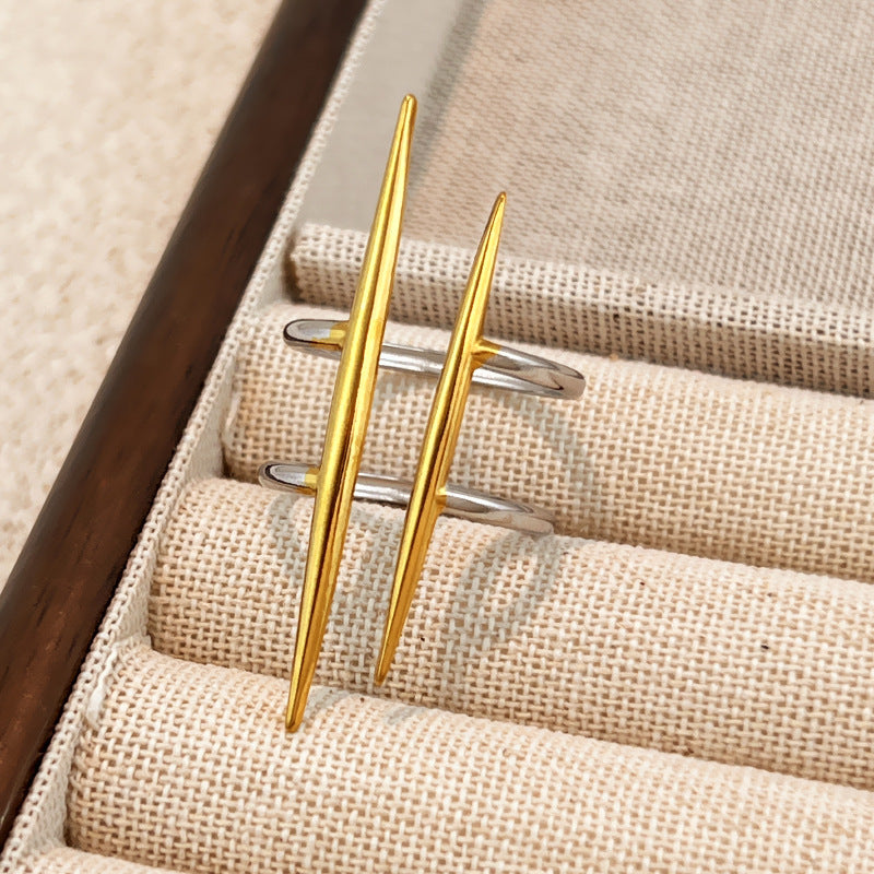 Ring #1 Stainless Steel Two-tone Irregular Shape Ring