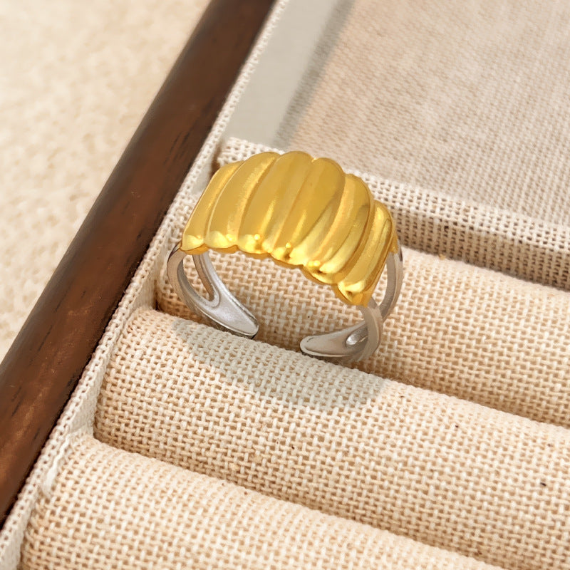 Ring #1 Stainless Steel Two-tone Irregular Shape Ring