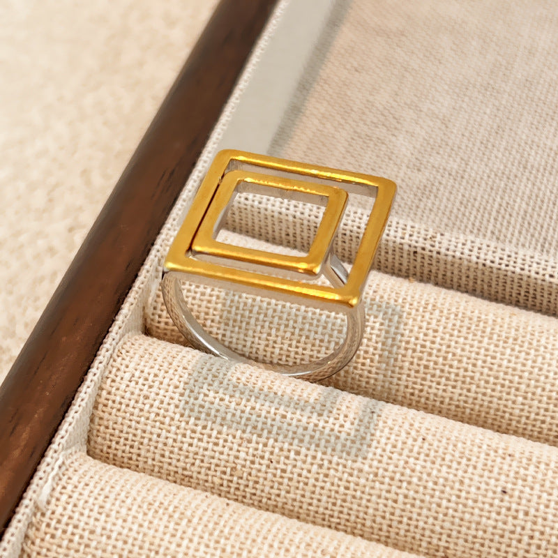 Ring #1 Stainless Steel Two-tone Irregular Shape Ring