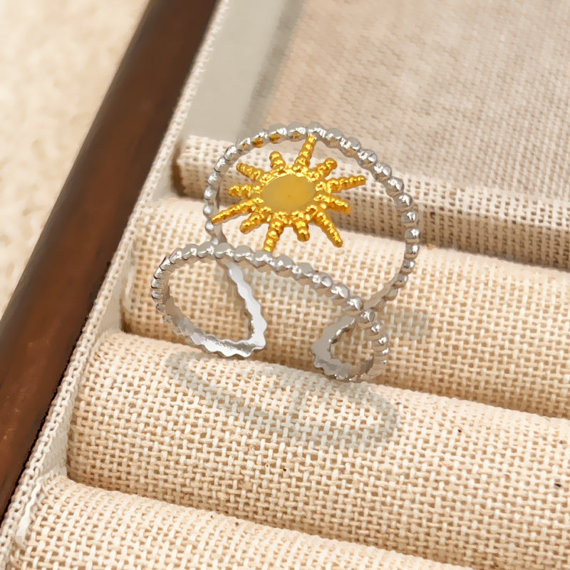 Ring #1 Stainless Steel Two-tone Irregular Shape Ring