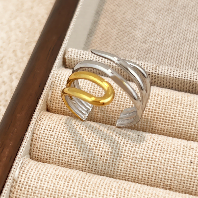 Ring #1 Stainless Steel Two-tone Irregular Shape Ring