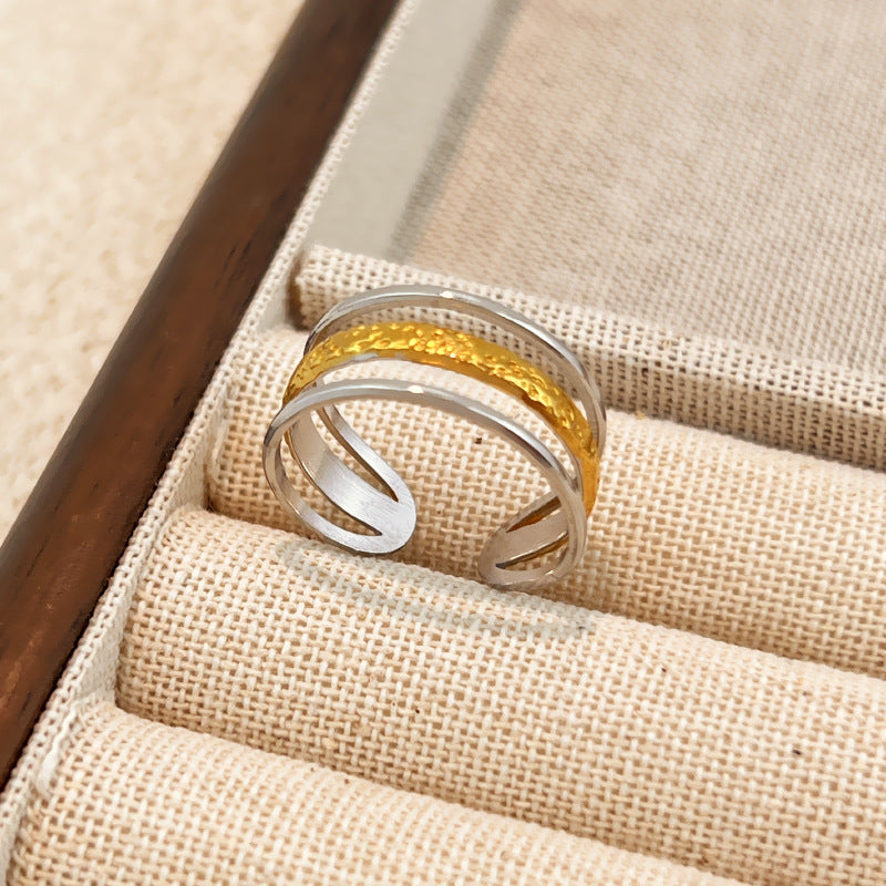 Ring #1 Stainless Steel Two-tone Irregular Shape Ring