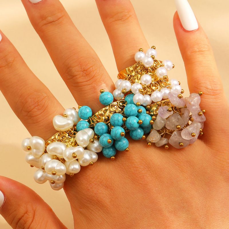 Ring #2 304 Stainless Steel Round Ring With Crushed Stones