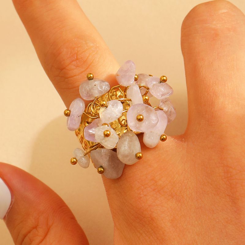 Ring #2 304 Stainless Steel Round Ring With Crushed Stones