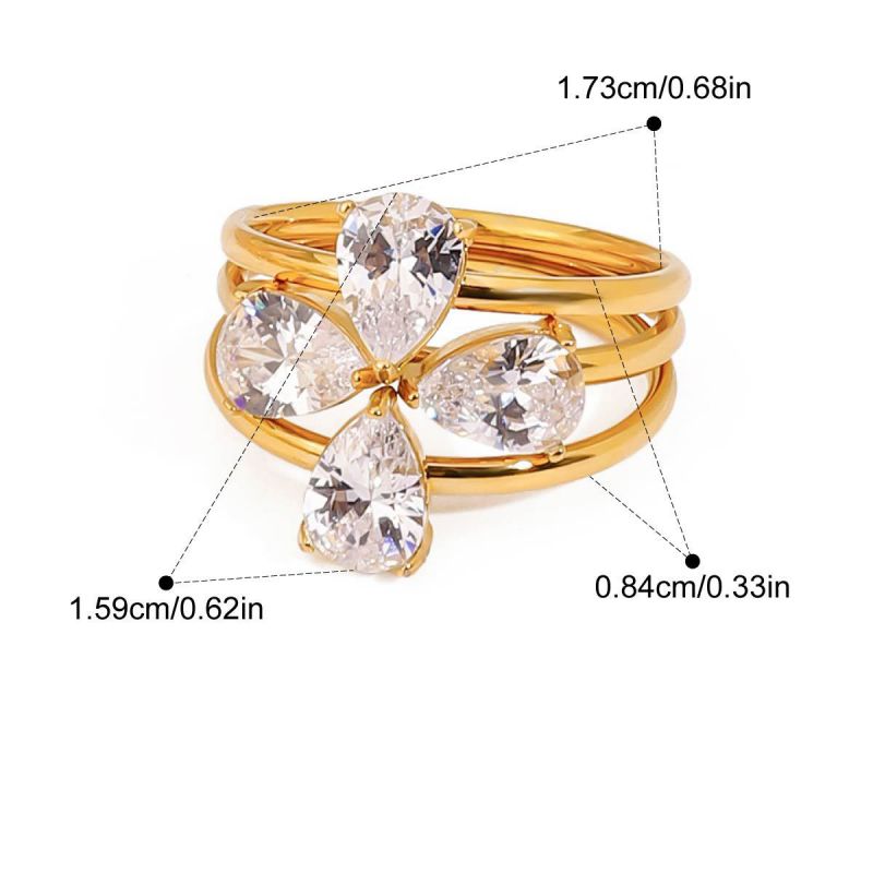 Ring 5 Stainless Steel Round Diamond Ring