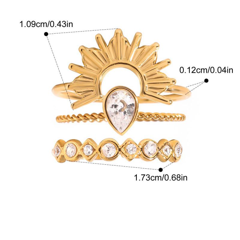 Ring 5 Stainless Steel Round Diamond Ring