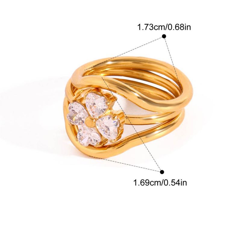 Ring 5 Stainless Steel Round Diamond Ring