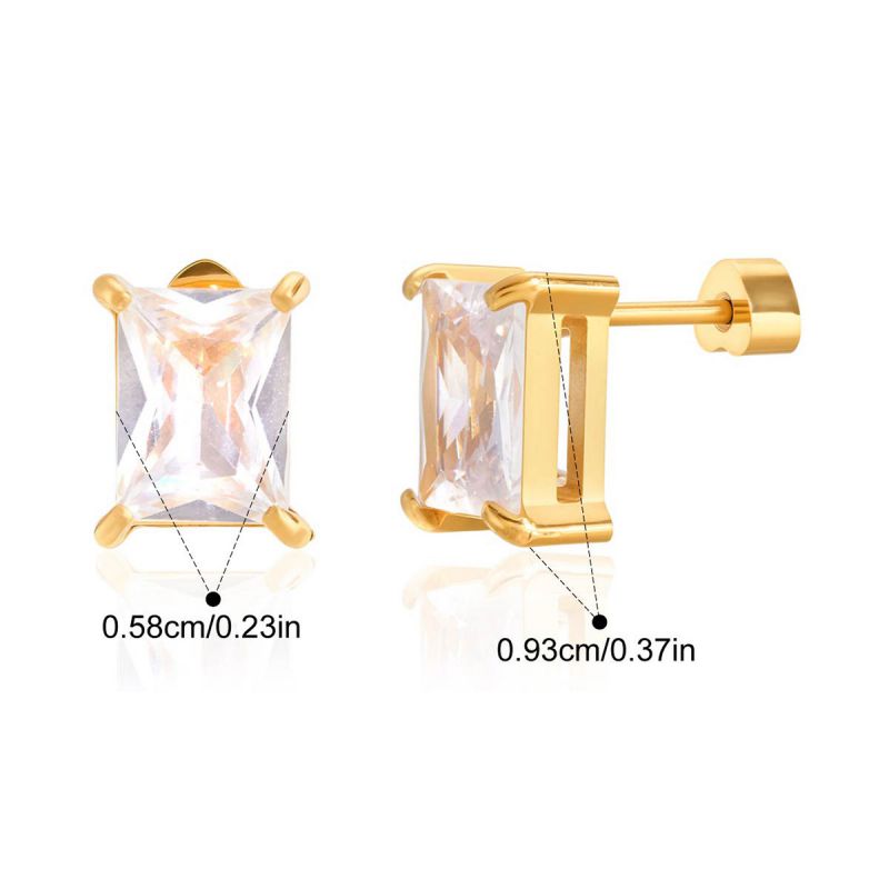 Round Stainless Steel Round Diamond Earrings