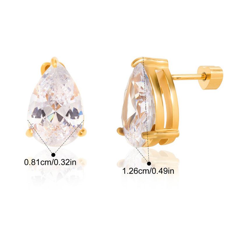 Round Stainless Steel Round Diamond Earrings