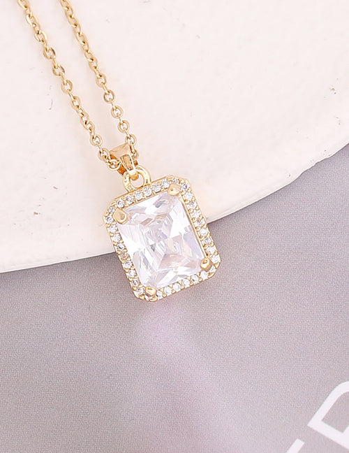 Fashion 2#green Earrings Copper Inlaid Square Zirconium Earrings